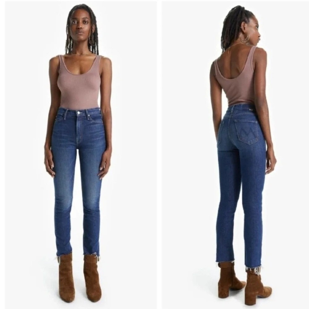 Mother Superior The Dazzler Ankle Fray Jeans Women Size 27 Blue Denim High Rise